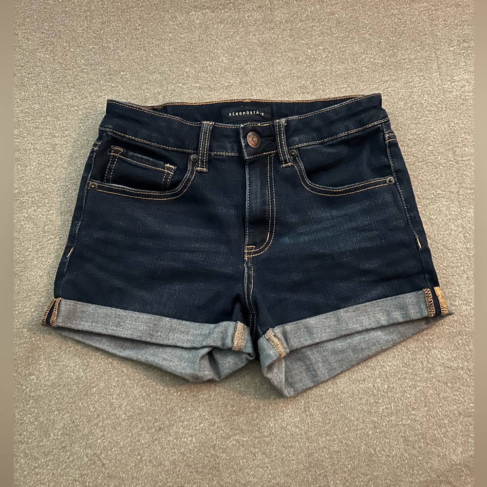Aeropostale Women's Dark Blue Jean Shorts w/ cuff